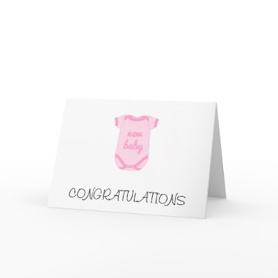 Babygro in Pink New Baby Congratulations Card by CoutureScribble