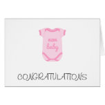 Babygro in Pink New Baby Congratulations Card
