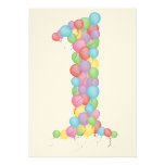 Baby's 1st Birthday Party Balloons Custom Invite