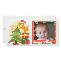 Baby's 1st Cat Lover  Christmas Photo Card photo cards