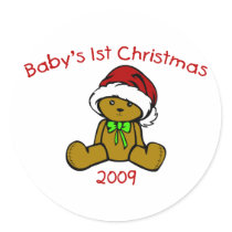Baby's 1st Christmas 2009 (Teddy Bear) stickers by LushLaundry Baby's 1st Christmas 2009 (Teddy Bear) stickers