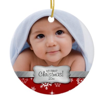 Baby&#39;s 1st Christmas.  Add your photo Christmas Tree Ornament