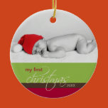 baby 1st christmas, green, baby ornament,