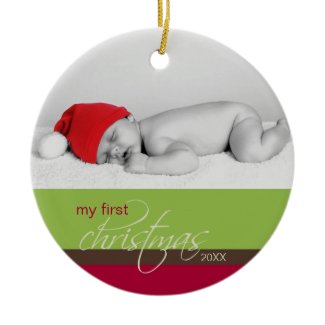 Baby&#39;s 1st Christmas Custom Ornament (green)