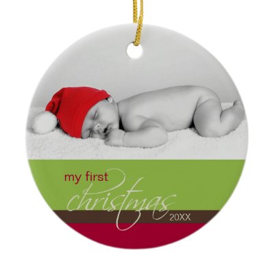 Baby&#39;s 1st Christmas Custom Ornament (green)