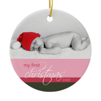 Baby&#39;s 1st Christmas Custom Ornament (pink)