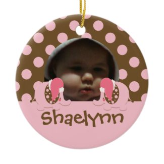 Baby's 1st Christmas Elephant Ornament-pink/brown ornament