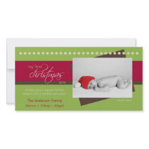 Baby's 1st Christmas Holiday Photocard (green) Photo Card Template