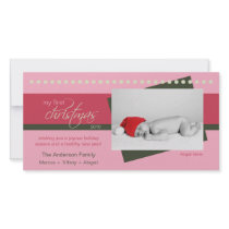 Baby's 1st Christmas Holiday Photocard (pink) Picture Card