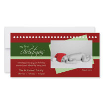 Baby's 1st Christmas Holiday Photocard (red) Custom Photo Card
