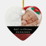 Baby's 1st Christmas Red Swirl Photo Christmas Ornament