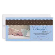 Baby's 1st Christmas Ribbon Photocard (blue) Customized Photo Card