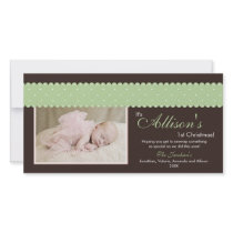 Baby's 1st Christmas Ribbon Photocard (brown) Photo Cards