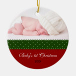 Baby's 1st Christmas - Ribbon (red) Christmas Ornaments