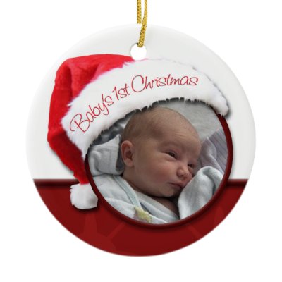 Baby&#39;s 1st Christmas - Santa Hat Photo Ornament