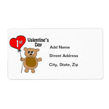 Babys 1st Valentine's Day Bear Theme Personalized Shipping Label