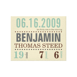 Baby's Birth Date Details Canvas - Sand & Sea Gallery Wrapped Canvas