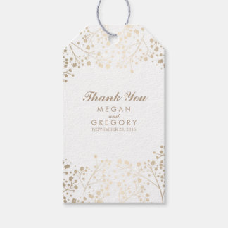 Babys Breath Gold and White Wedding Gift Tags