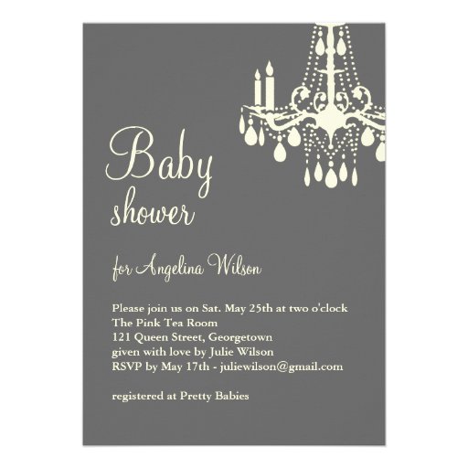 Baby's Chandelier in gray & yellow Personalized Invitation