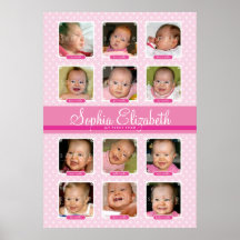 BABY'S FIRST 12 MONTHS KEEPSAKE PRINT - girl