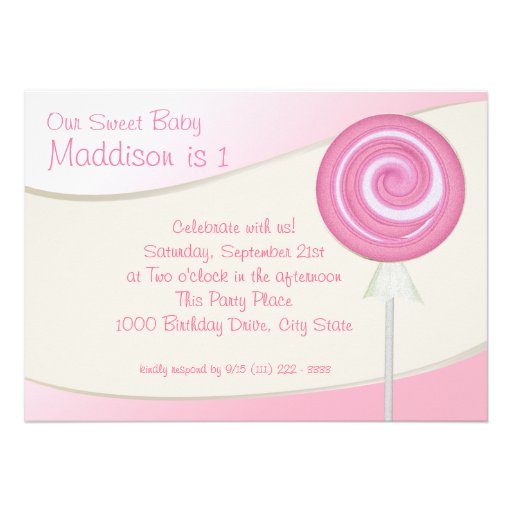 Baby's First Birthday Lollipop Custom Announcement