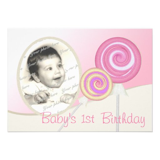 Baby's First Birthday Lollipop Custom Announcement