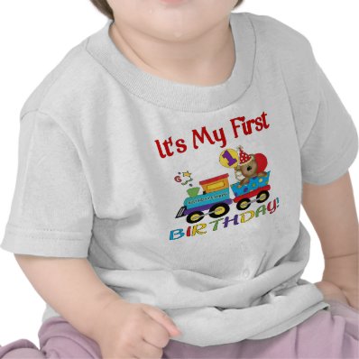 Baby&#39;s first birthday train tshirt