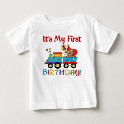 Baby's first birthday train tshirts