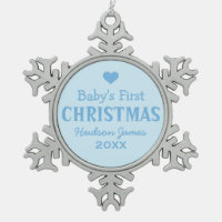 Baby's First Christmas | Baby Boy Snowflake Pewter Christmas Ornament