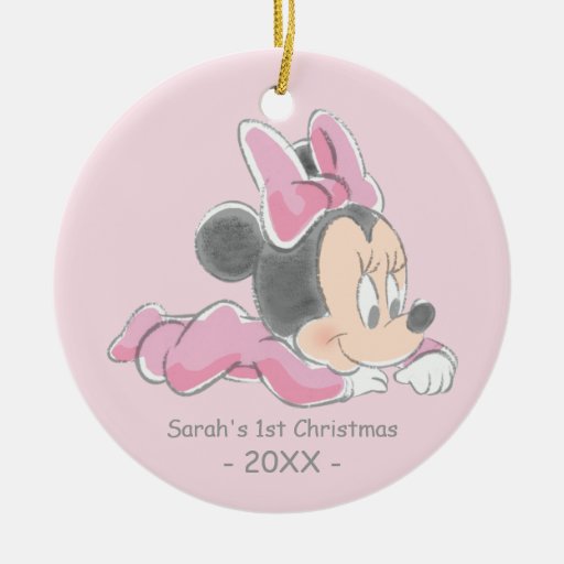 Baby's First Christmas, Baby Minnie DoubleSided Ceramic Round