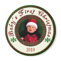 Babys First Christmas Custom Photo Dated Magnet