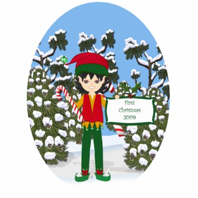 Baby's First Christmas Elf Ornament Acrylic Cut Out by KirstenEdwards