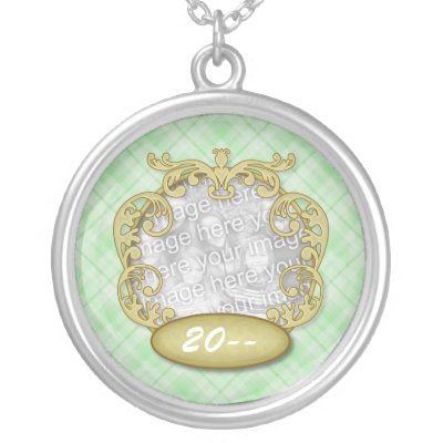 Baby's First Christmas Light Green Plaid necklaces