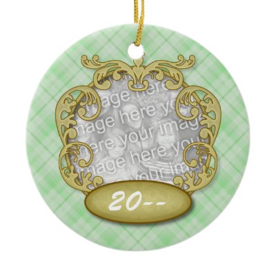 Baby's First Christmas Light Green Plaid ornaments