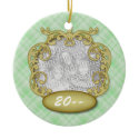 Baby's First Christmas Light Green Plaid ornament