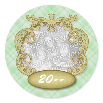 Baby's First Christmas Light Green Plaid stickers