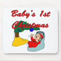 Baby's First Christmas mousepads by funnyholidaytshirts Baby's First Christmas mousepads