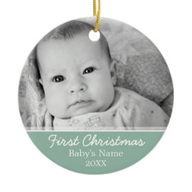 Babys First Christmas Double-Sided Ceramic Round Christmas Ornament