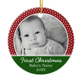 Babys First Christmas Double-Sided Ceramic Round Christmas Ornament
