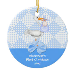 Baby's First Christmas Ornament Baby Boy Stork ornament