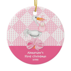 Baby's First Christmas Ornament Baby Girl Stork ornament