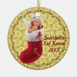 babys first christmas ornament - customizable gold
