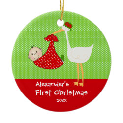 Baby's First Christmas Ornament Cute Stork ornament