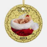 babys first christmas ornament red and gold