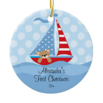 Baby's First Christmas Ornament Sailboat Baby Boy