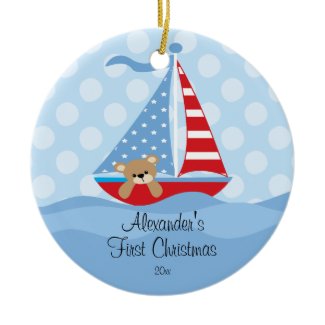 Baby's First Christmas Ornament Sailboat Baby Boy ornament
