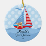 Baby's First Christmas Ornament Sailboat Baby Boy