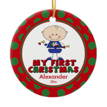 Baby's First Christmas Ornament Stick Figure Boy