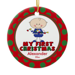 Baby's First Christmas Ornament Stick Figure Boy ornament