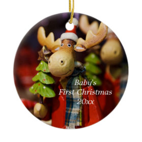 Baby's First Christmas Personalized Moose Ornament